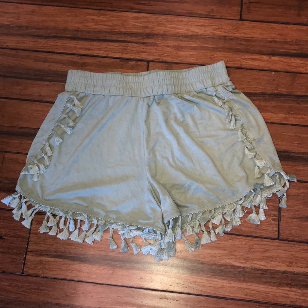 Sea foam green tassel shorts💚